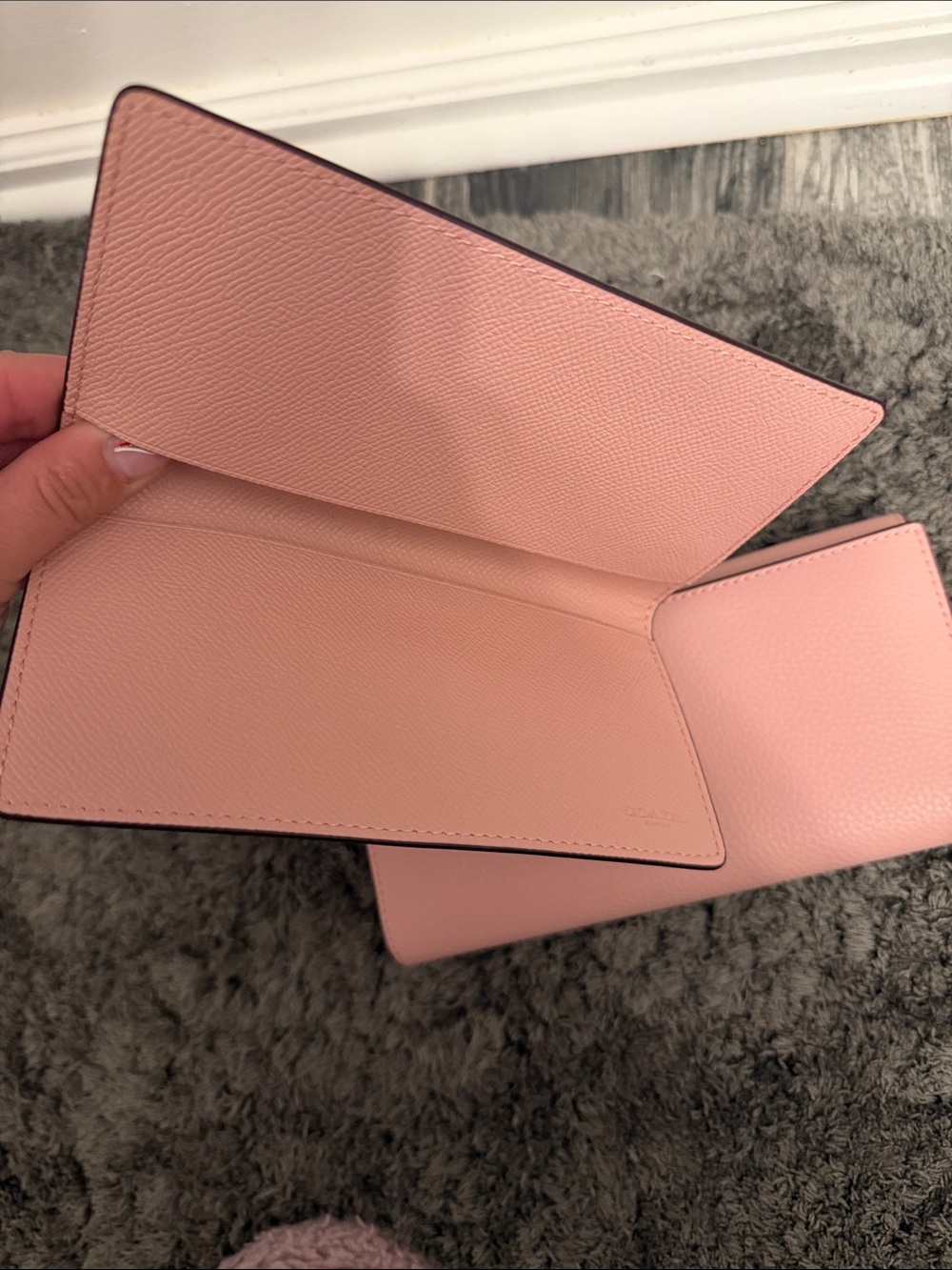 Coach Pink Pebbled Leather Fold-Over Wallet - Picture 5 of 5